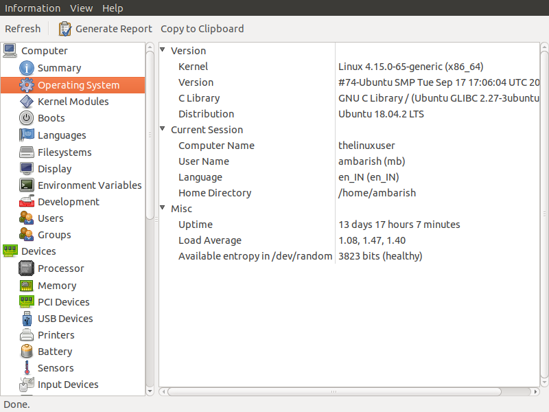 HardInfo  to check Ubuntu versions