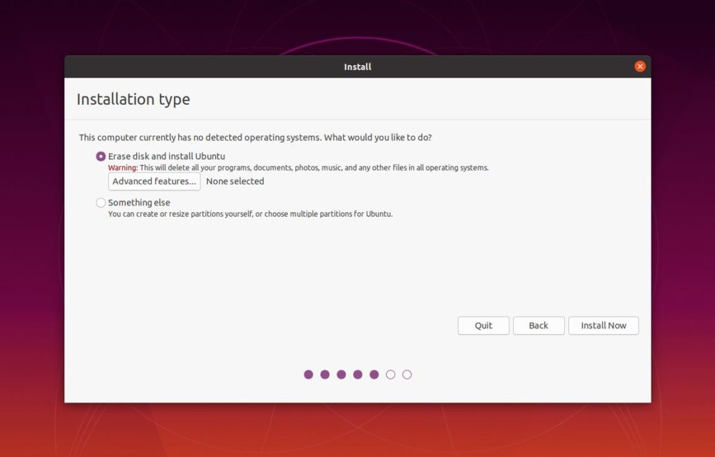 Install Ubuntu 20.04 in VirtualBox - installation type