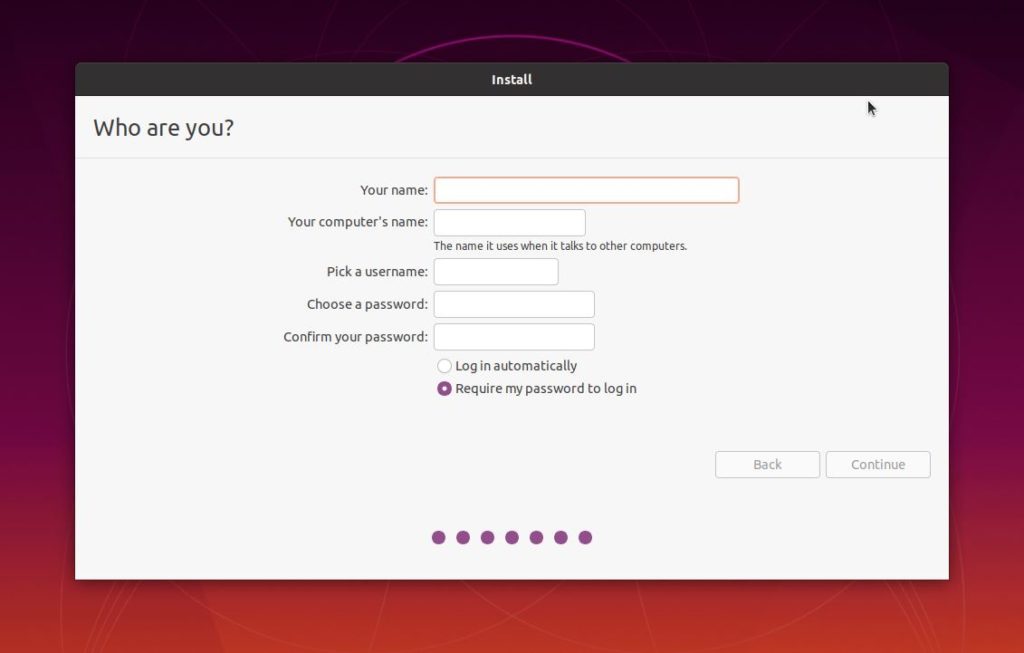 Install Ubuntu 20.04 in VirtualBox - who are you