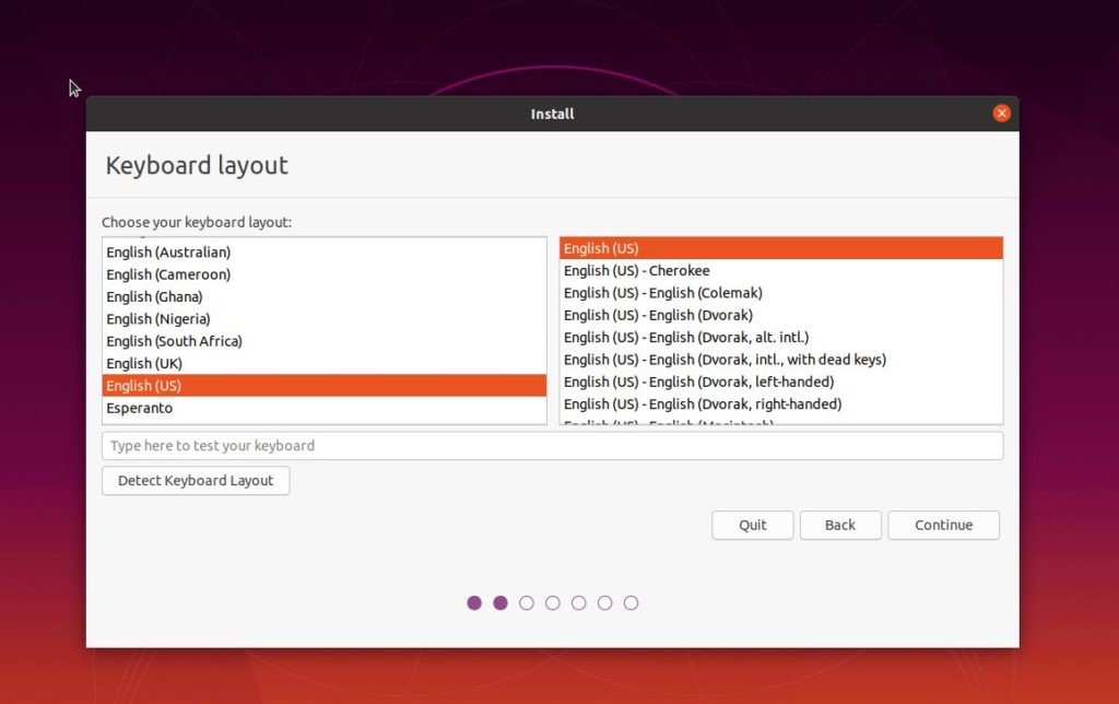 Install Ubuntu 20.04 in VirtualBox - keyboard layout