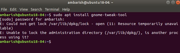 Could not get lock /var/lib/dpkg/lock in Ubuntu