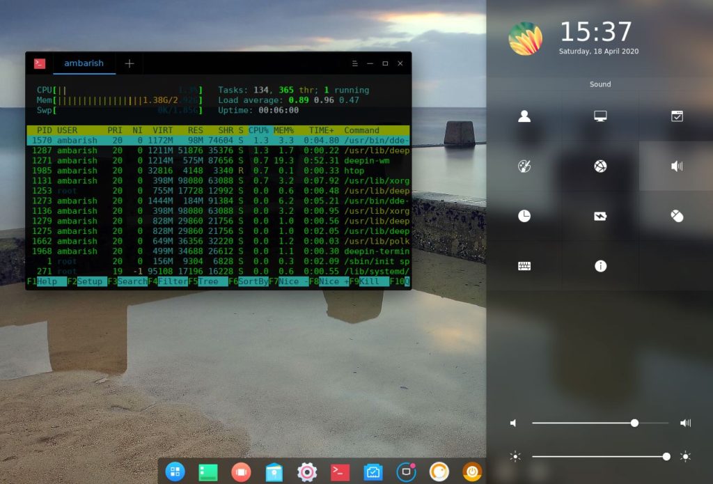 Install deepin desktop in Ubuntu - Homescreen