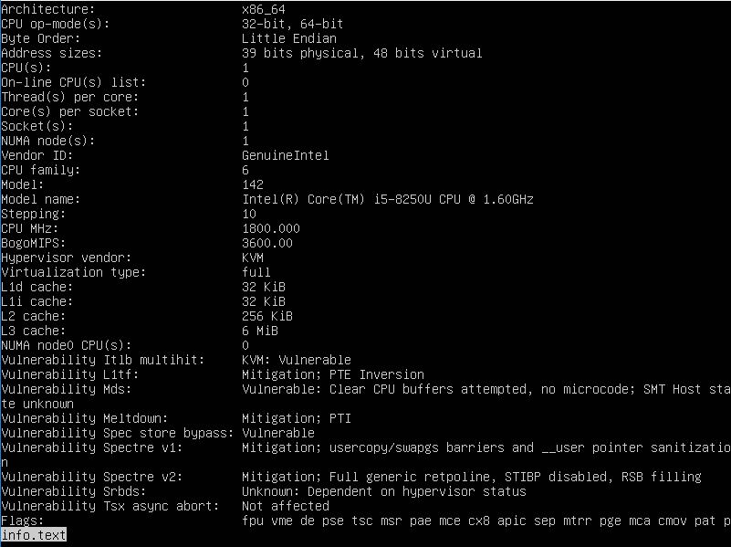 lscpu - check hardware information in Linux